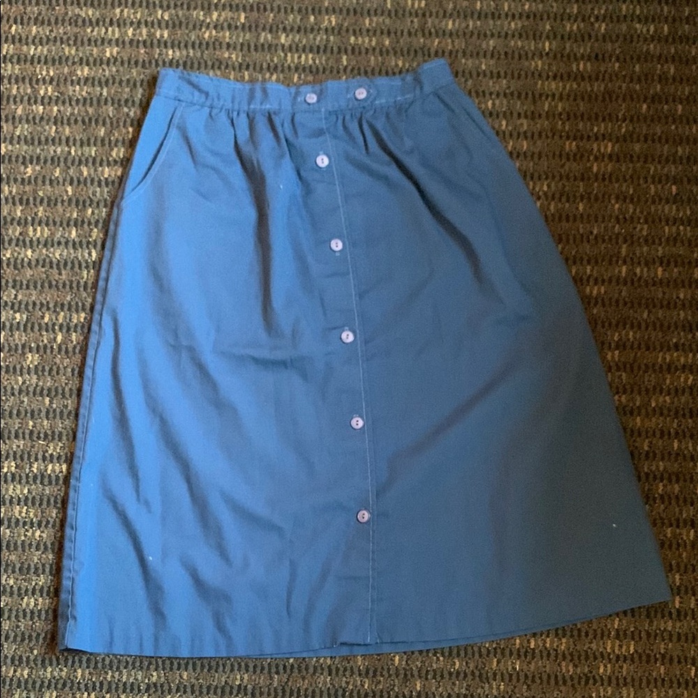 Vintage Blue Button-Front Women's Skirt